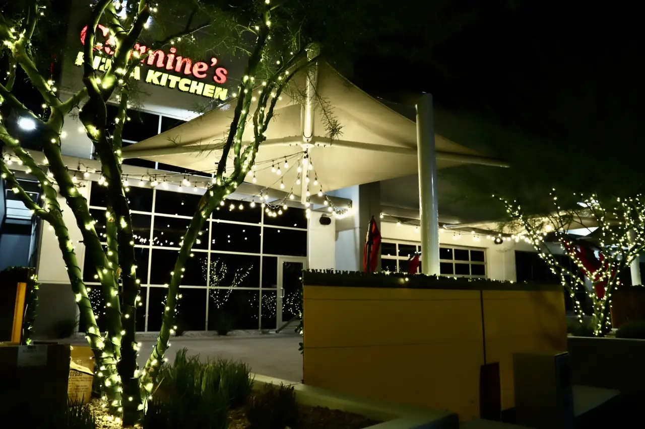 Commercial patio string lighting